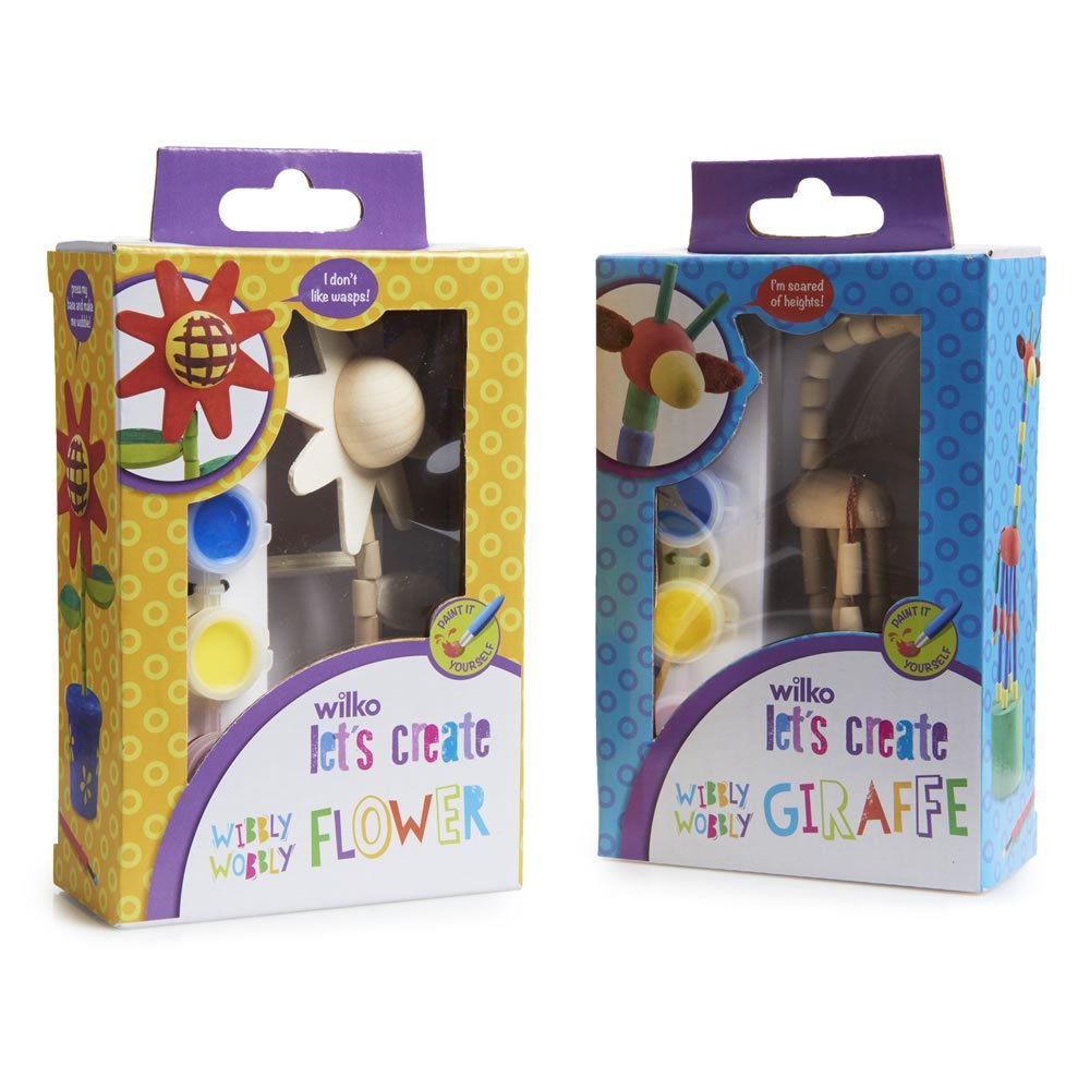 Single Wilko Wooden Paint Your Own Flower or Giraffe in Assorted styles Image 1