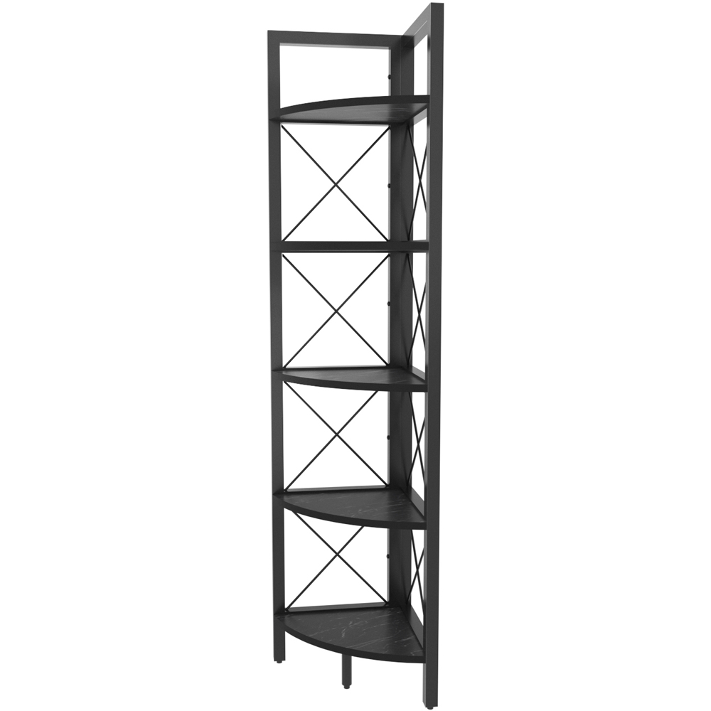 Decorotika Remo 5 Shelf Black Marble Effect Metal Frame Corner Storage Rack Image 3