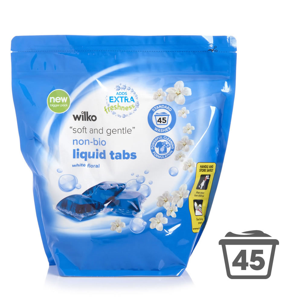 Wilko White Floral Liquid Tablets 45 Washes Image 1