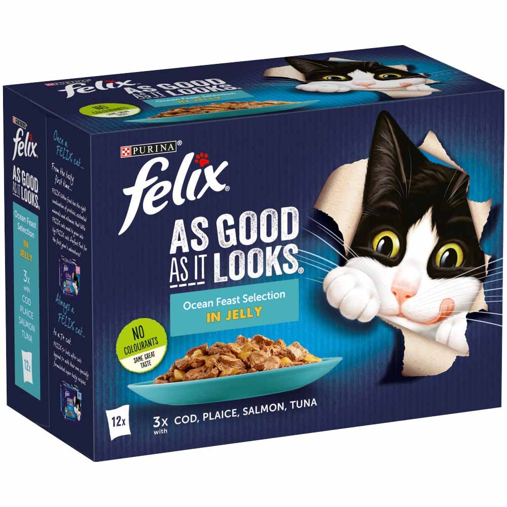 Felix As Good As It Looks Ocean Feasts in Jelly Cat Food 100g Case of 4 x 12 Pack Image 4