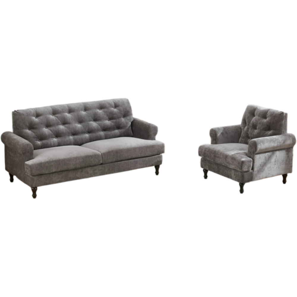 Furniture One 4 Seater Grey Mid Century Sofa Set Image 2
