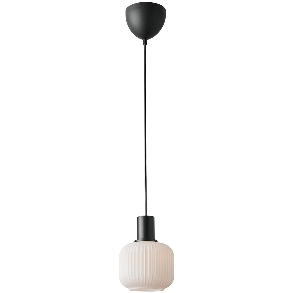 Nordlux Milford E27 Black Fluted Glass Mini Pendant Light Image 1