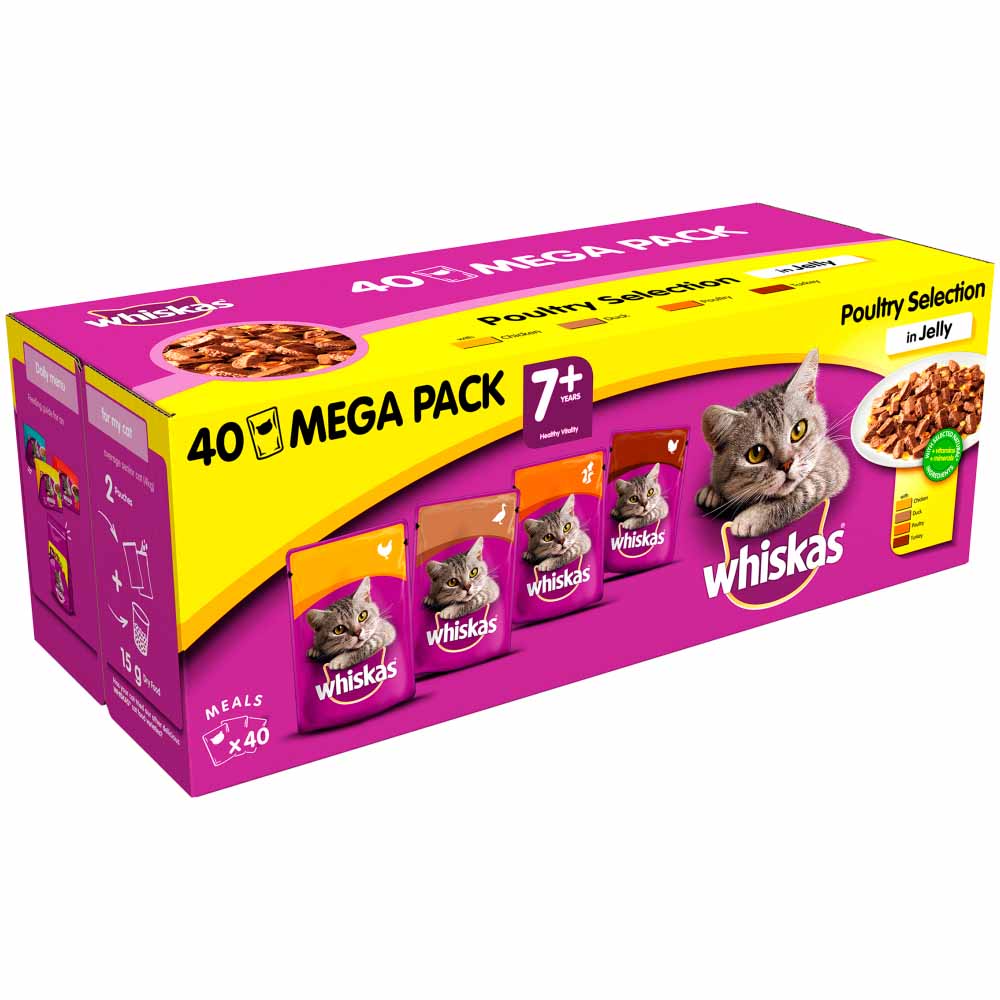 Whiskas Senior Wet Cat Food Pouches Poultry in Jelly Mega Pack 40 x 100g Image 2
