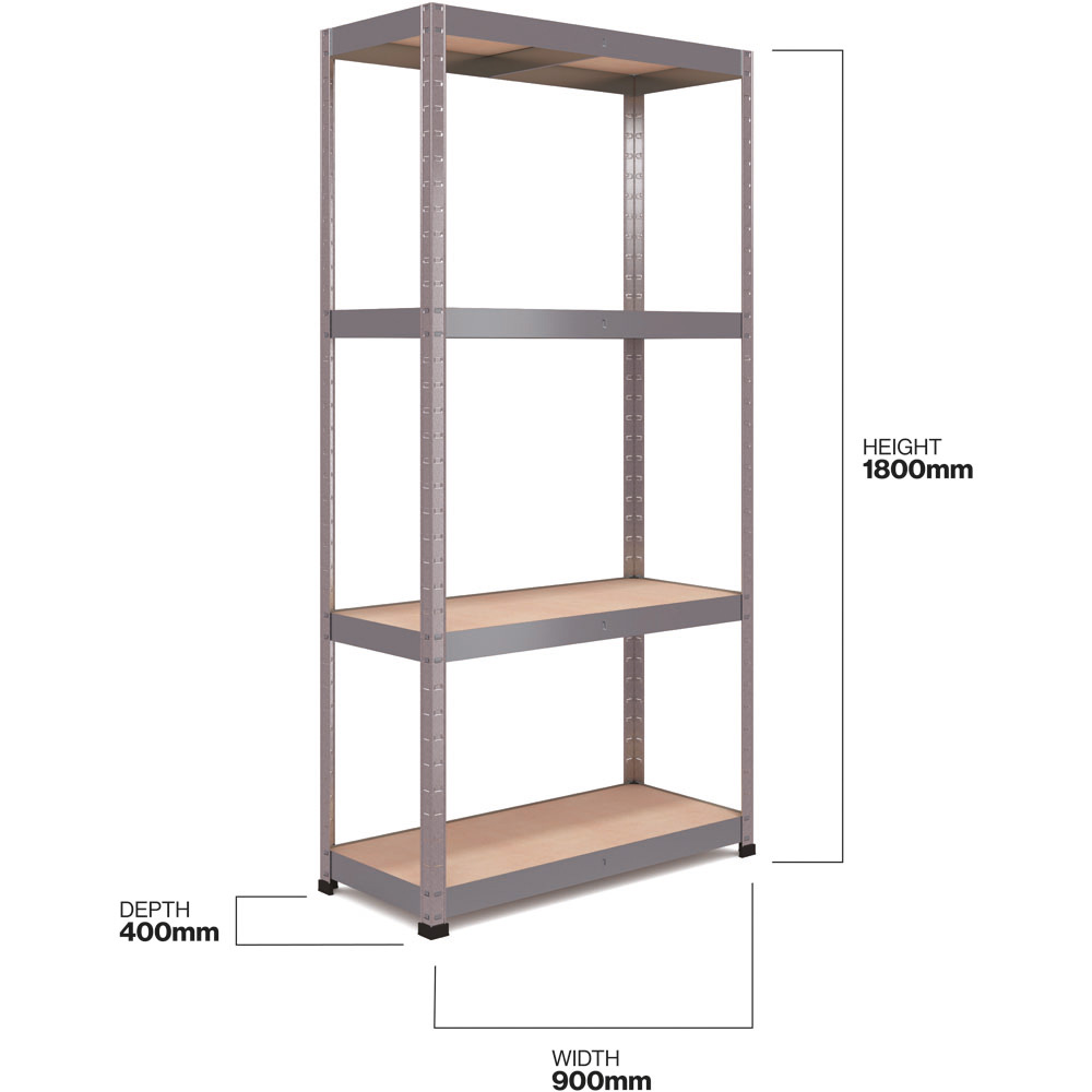 RB Boss Freestanding 4 Tier Boltless Shelf Unit 300kg/level Image 3