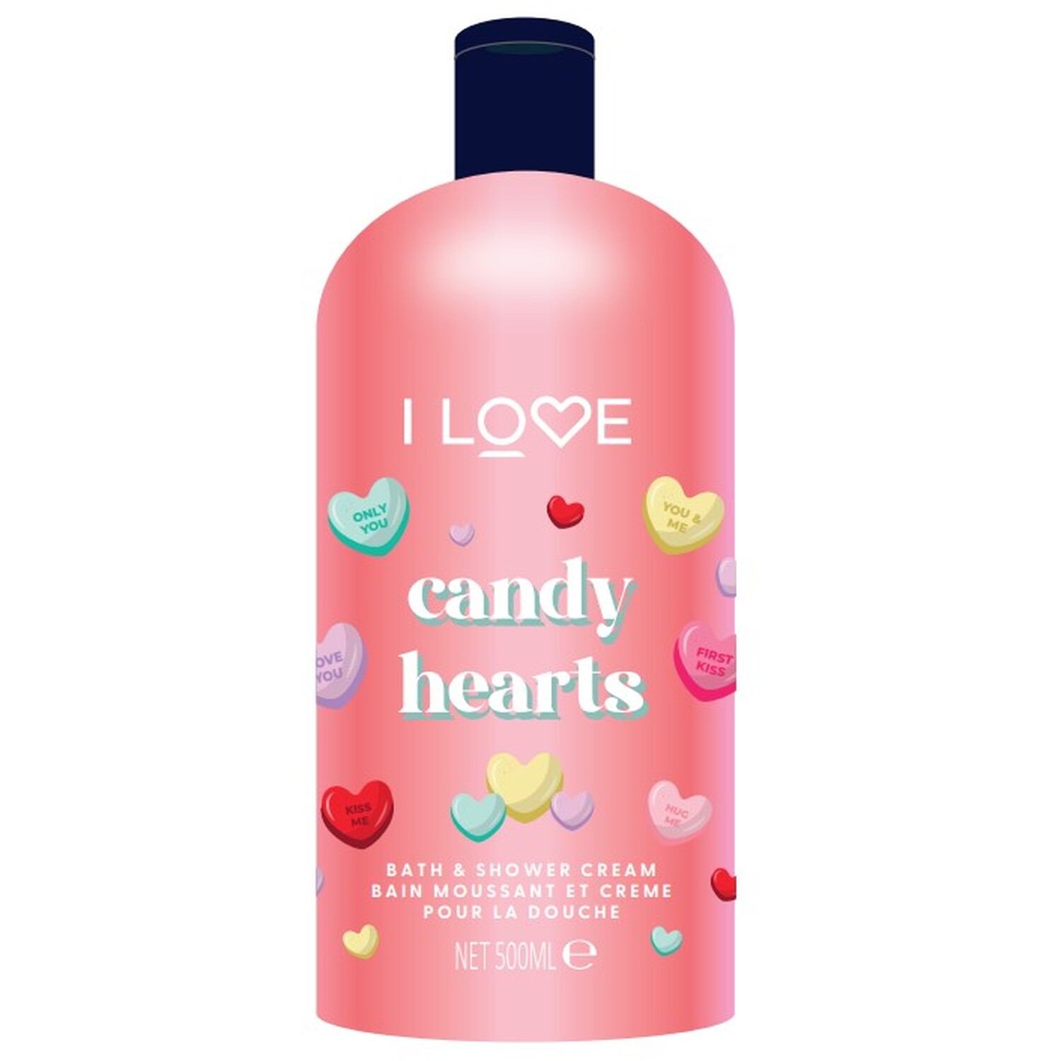 I LOVE Candy Hearts Bath and Shower Cream - Pink Image
