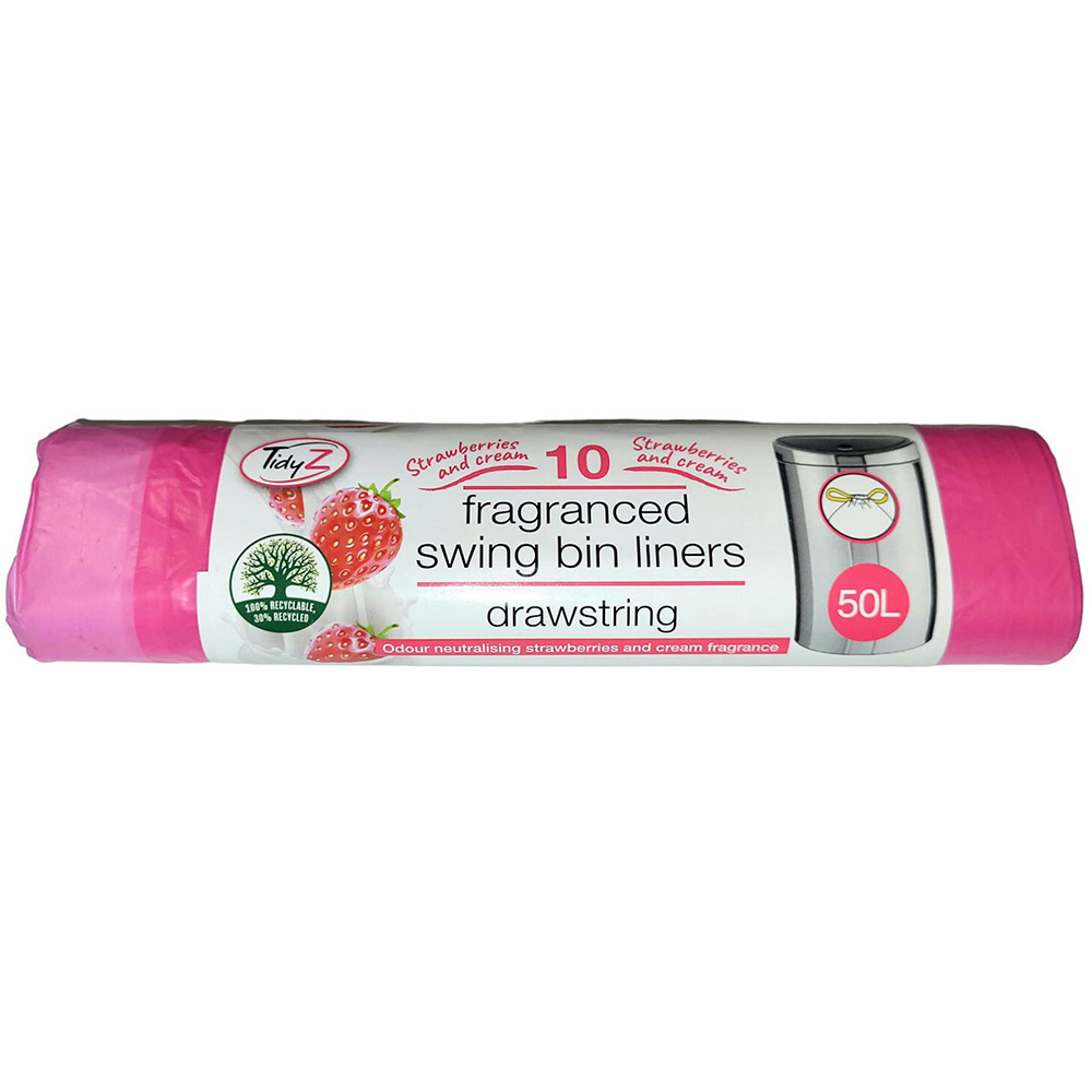 Tidyz Strawberries and Cream Fragranced Swing Bin Liner 50L 10 Pack Image