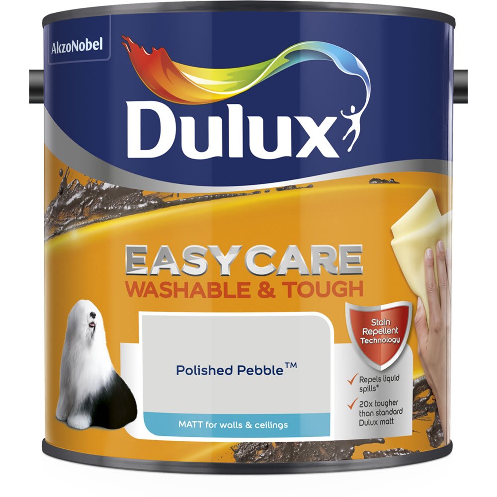 Dulux Easycare Washable & Tough Polished Pebble Matt Emulsion Paint 2.5L Image 2