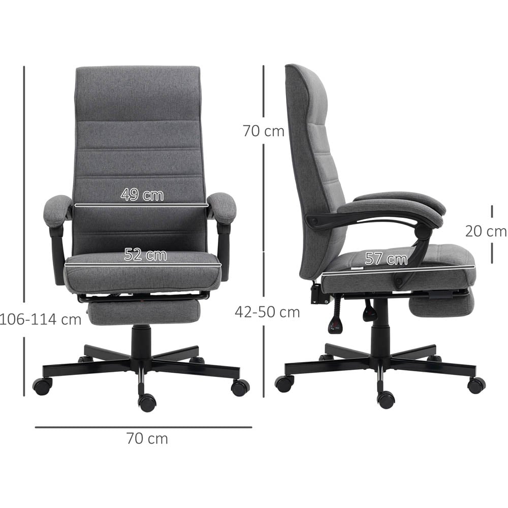 Portland Grey Linen Swivel Office Chair Image 8