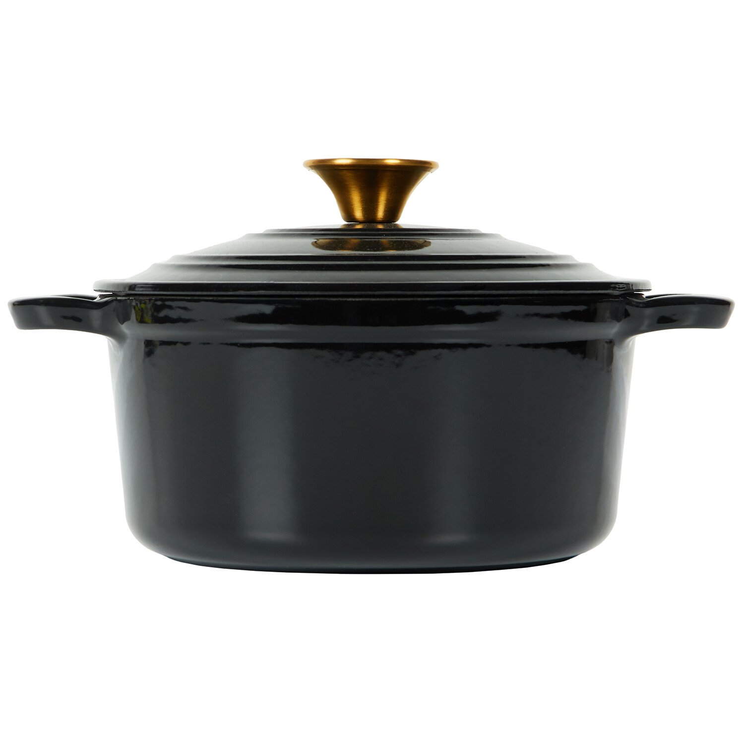 Kitchen Master Black Round Casserole Dish with Lid - Black / 20cm Image 1