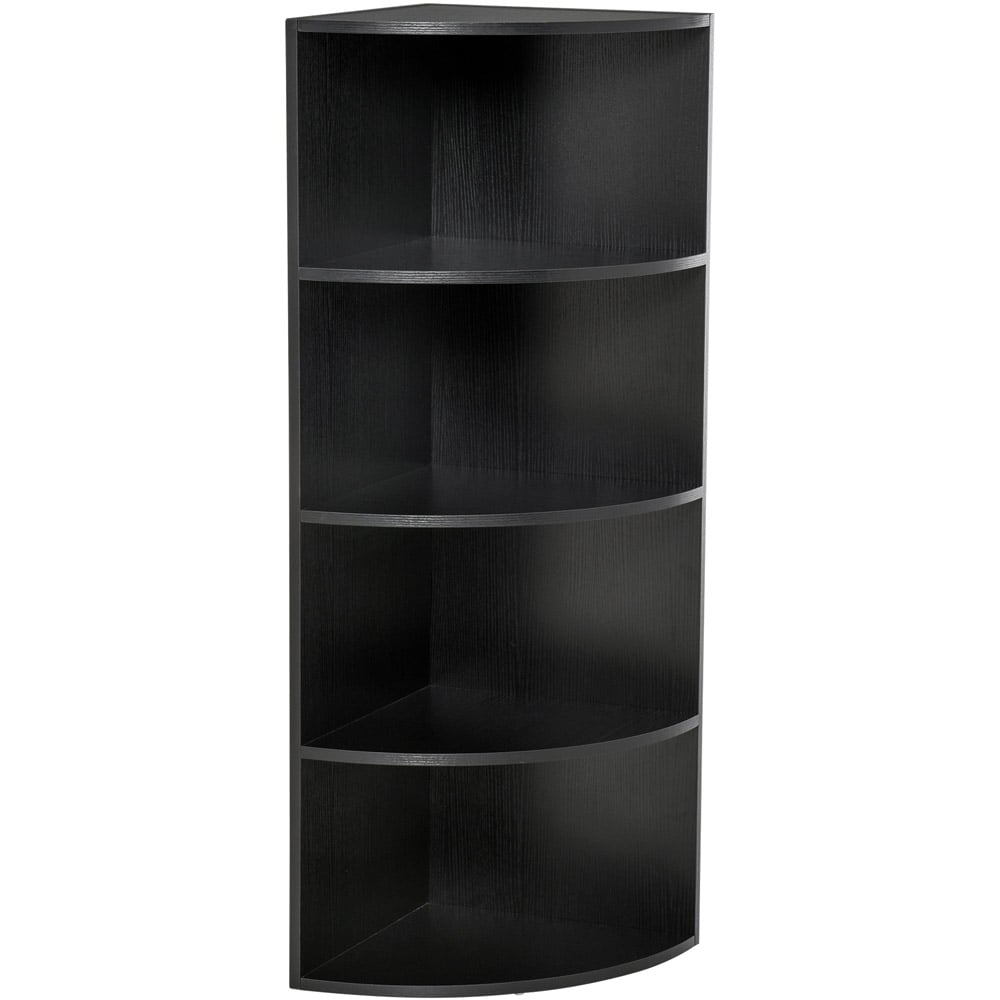 HOMCOM 4 Shelf Black Corner Bookshelf Image 2