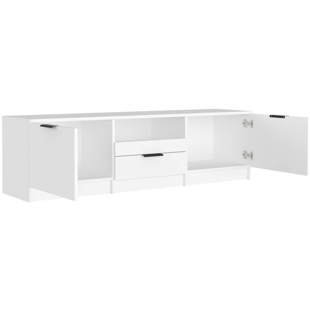 vidaXL 2 Door Single Drawer Single Shelf White TV Cabinet Image 4