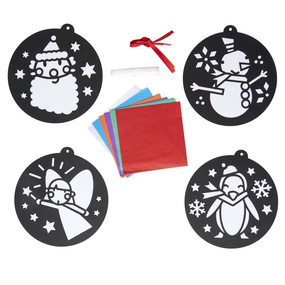 Wilko Christmas Tree Decoration Make Your Own Glas s Effect 4pk Image 2