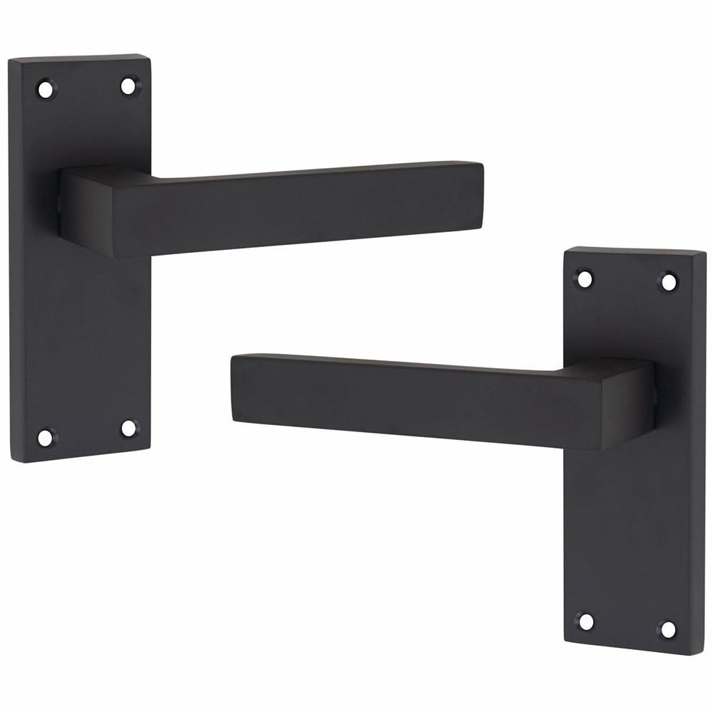 Golden Grace Matt Black Victorian Straight Delta Latch Door Handle Pair 120 x 40mm 4 Pack Image 3
