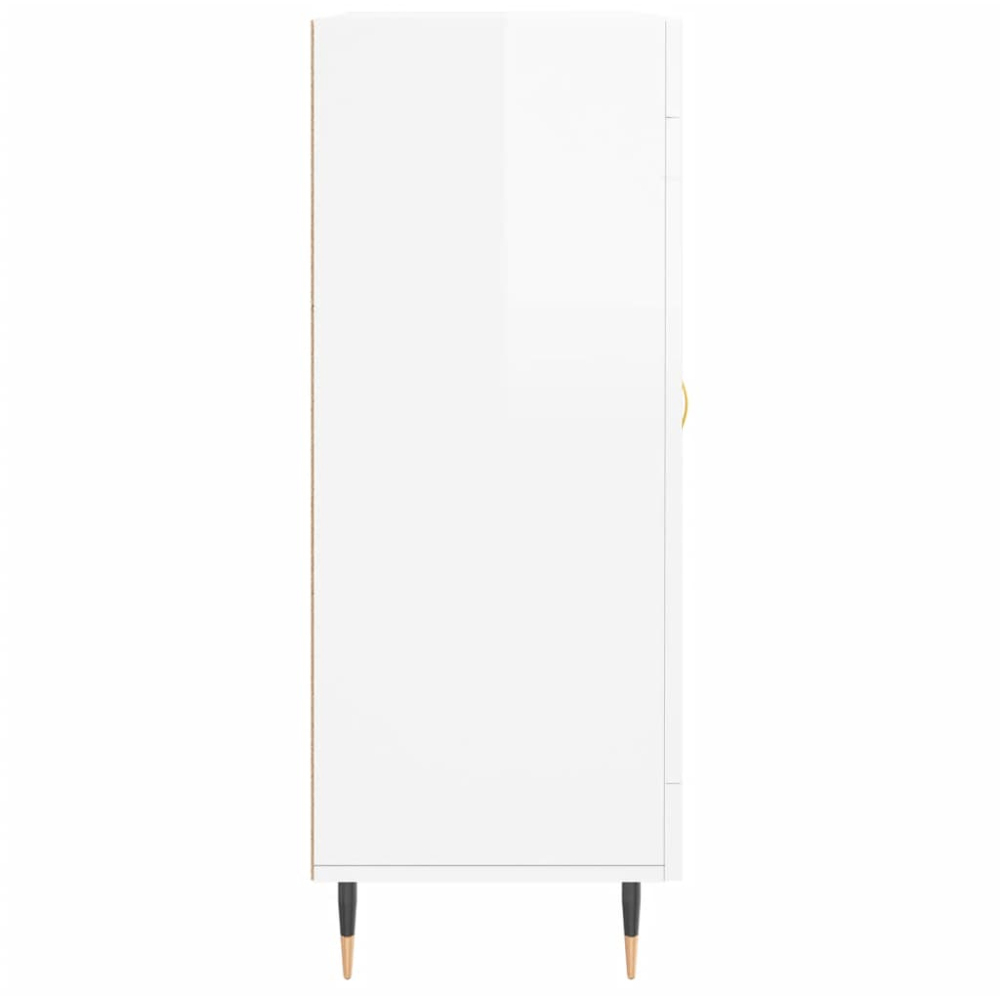 vidaXL Single Glass Door 3 Drawer High Gloss White Sideboard Image 7