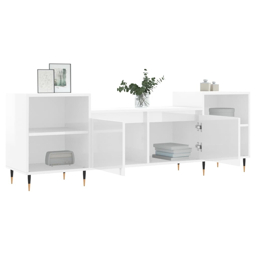 vidaXL 2 Door 4 Shelf High Gloss White TV Cabinet Image 4