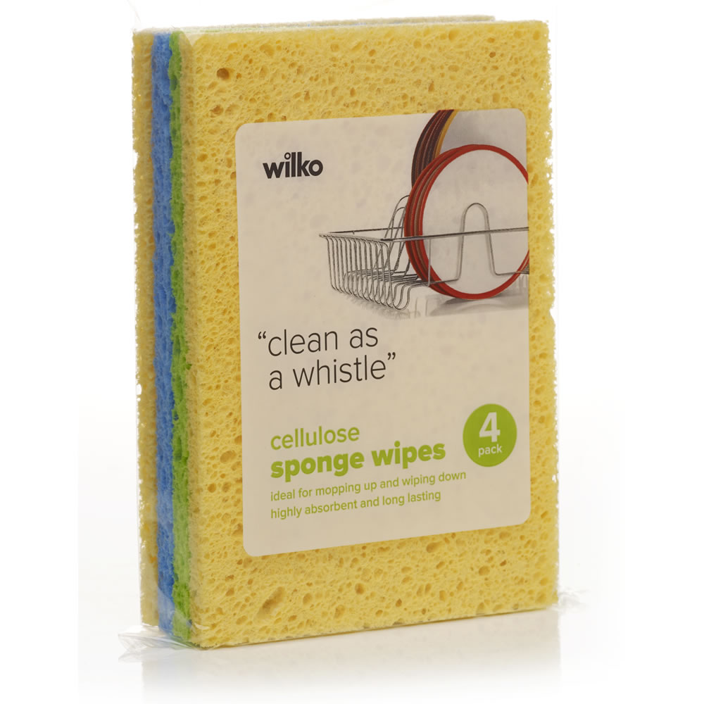 4 Pack Cellulose Sponge Wipes Cleaning Assorted Colours Pad Great Value! 