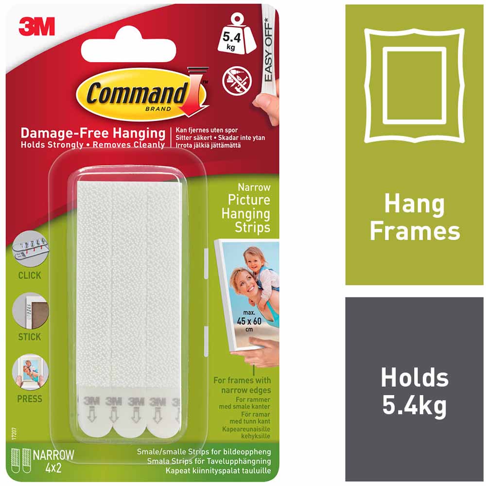Command Damage Free Narrow Picture Hanging Strips 4 pack Image 1