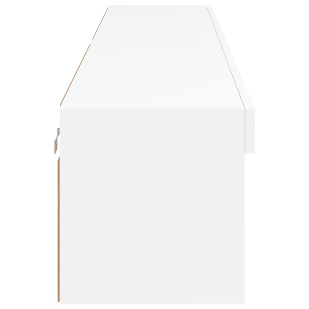 vidaXL 2 Shelf White Wall Mounted LED TV Cabinet Set of 2 Image 6