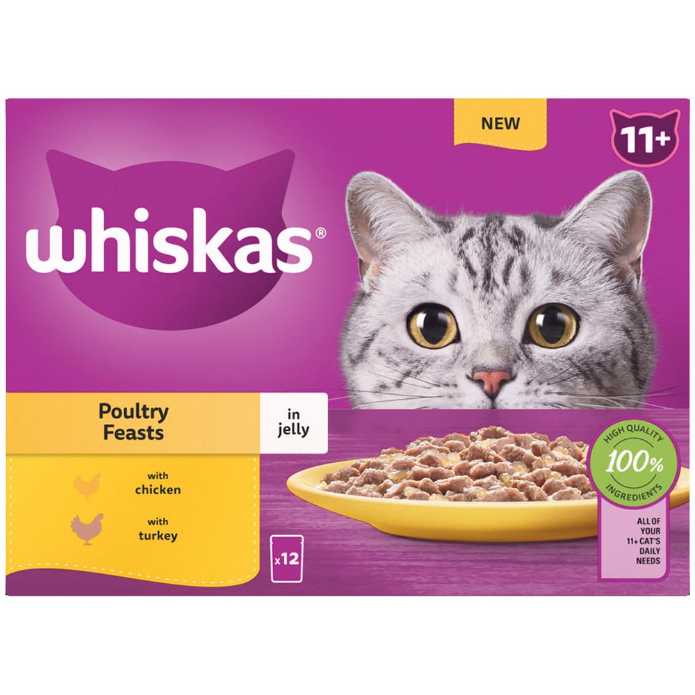 Whiskas Poultry Selection in Jelly Super Senior Cat Food Pouches 85g Case of 4 x 12 Pack Image 5