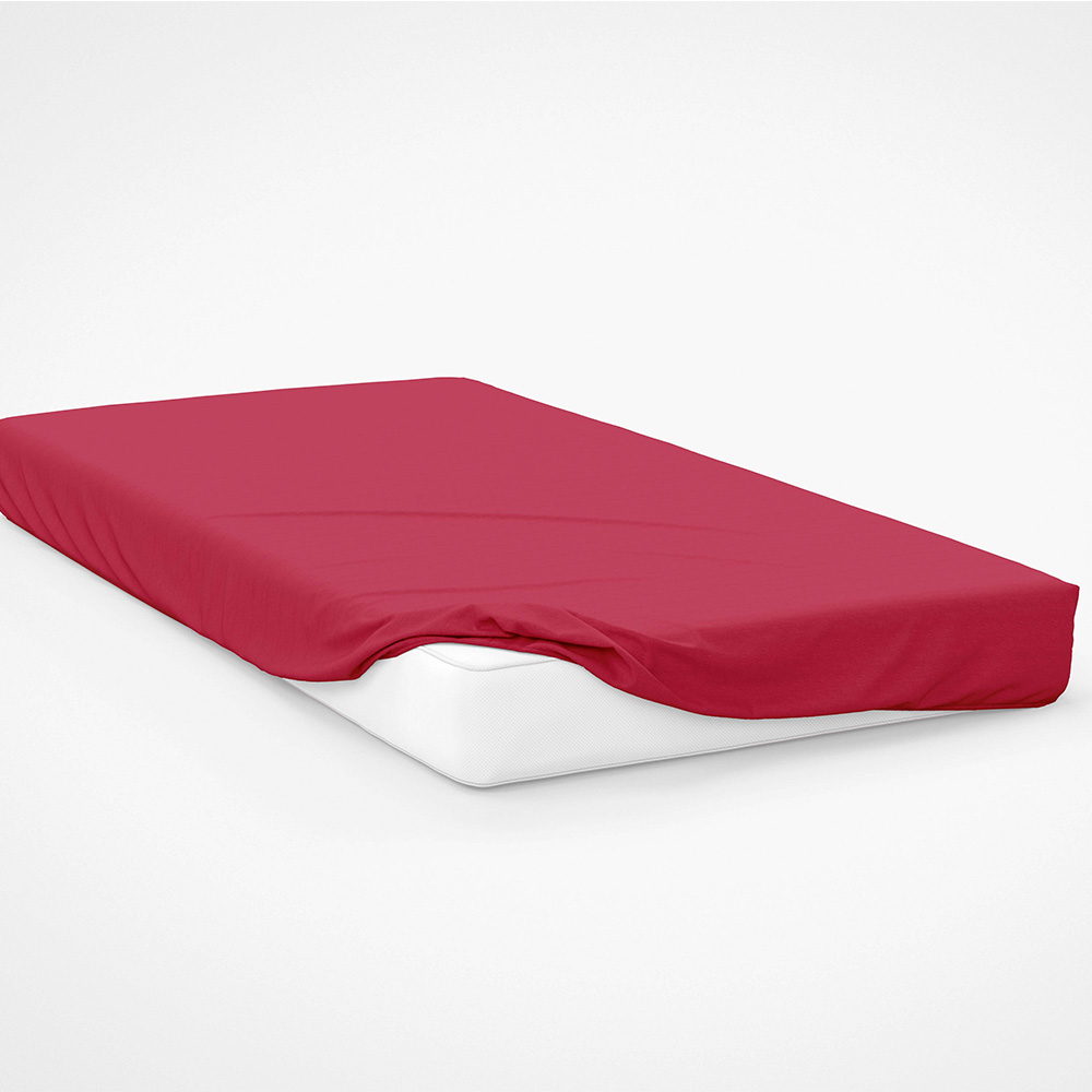 Serene Double Red Fitted Bed Sheet Image 2