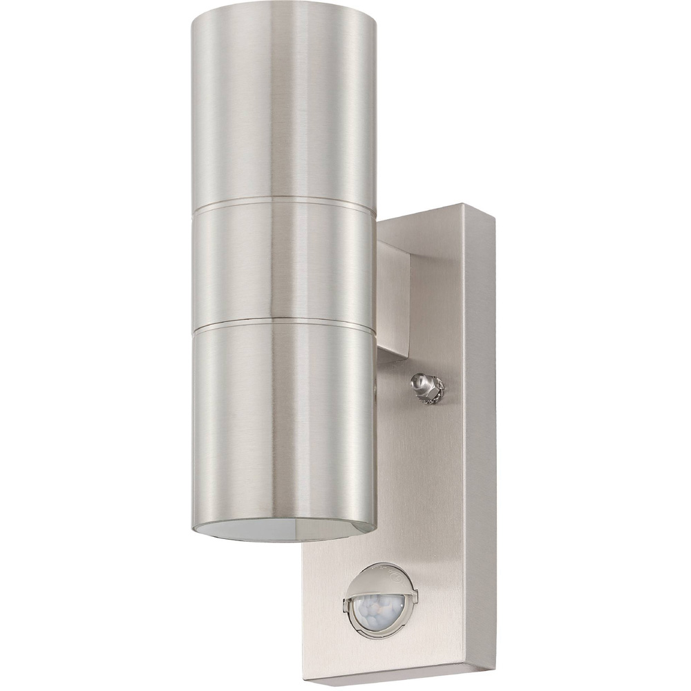 EGLO Riga 2 Light LED Stainless Steel Up and Down Wall Light with Sensor Image 1