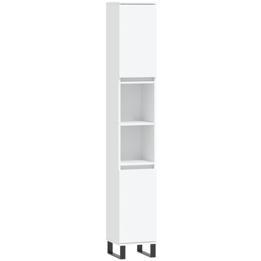 vidaXL 2 Door 2 Open Shelf White Bathroom Cabinet Image 2