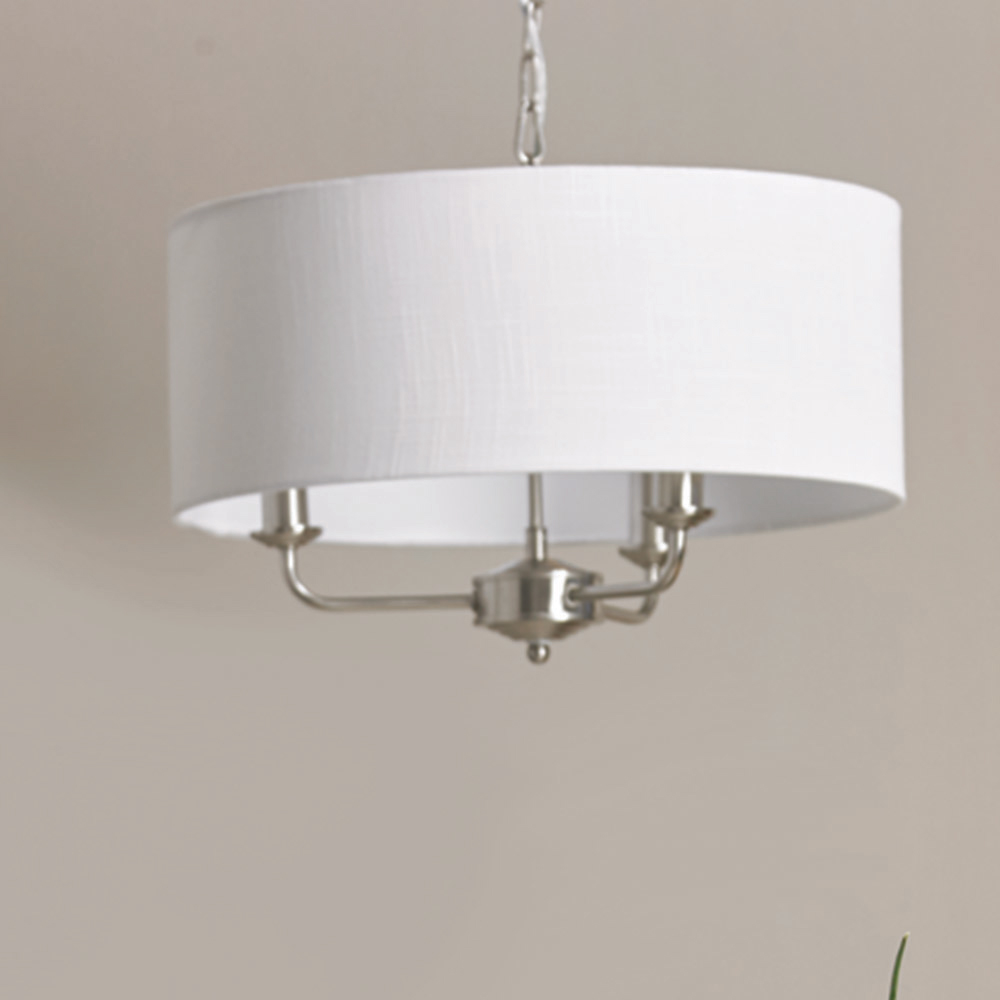 The Lighting and Interiors Satin Nickel Grantham 3 Lamp Holders Ceiling Light Image 2