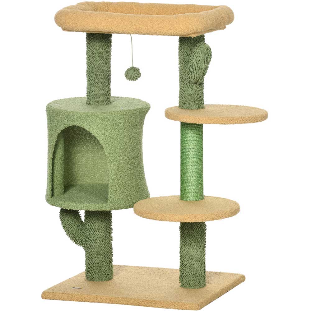 PawHut Green Multi Level Cat Activity Centre with Scratching Post Image 3