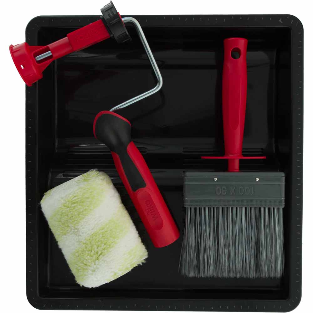 Wilko Small Exterior Paint Rollers and Brush 4 Piece Tray Kit Wilko