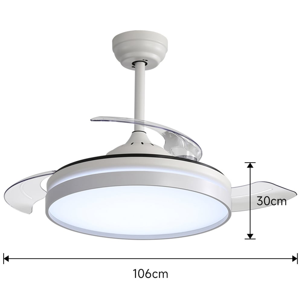 Living and Home Acrylic White LED Ceiling Fan Light with Remote 42 inch Image 9