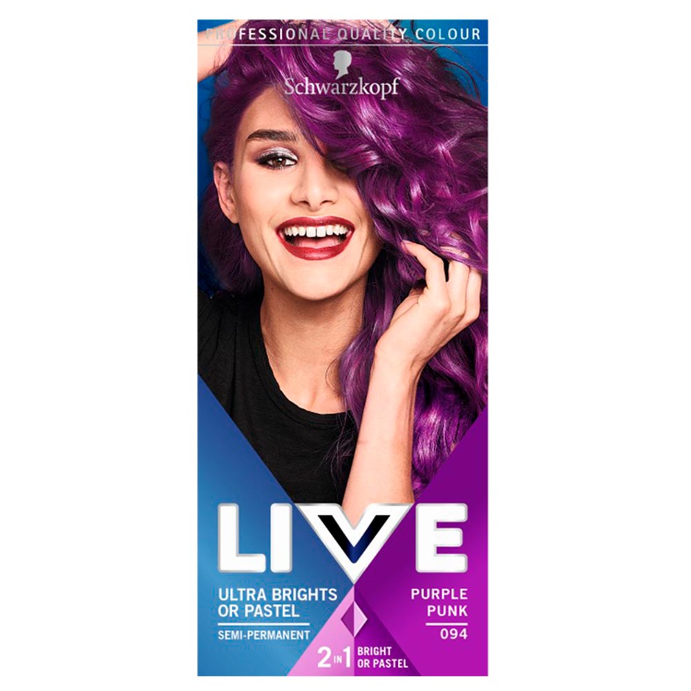 Schwarzkopf LIVE Ultra Brights or Pastel Purple Punk 094 Semi-Permanent Hair Dye Image 1
