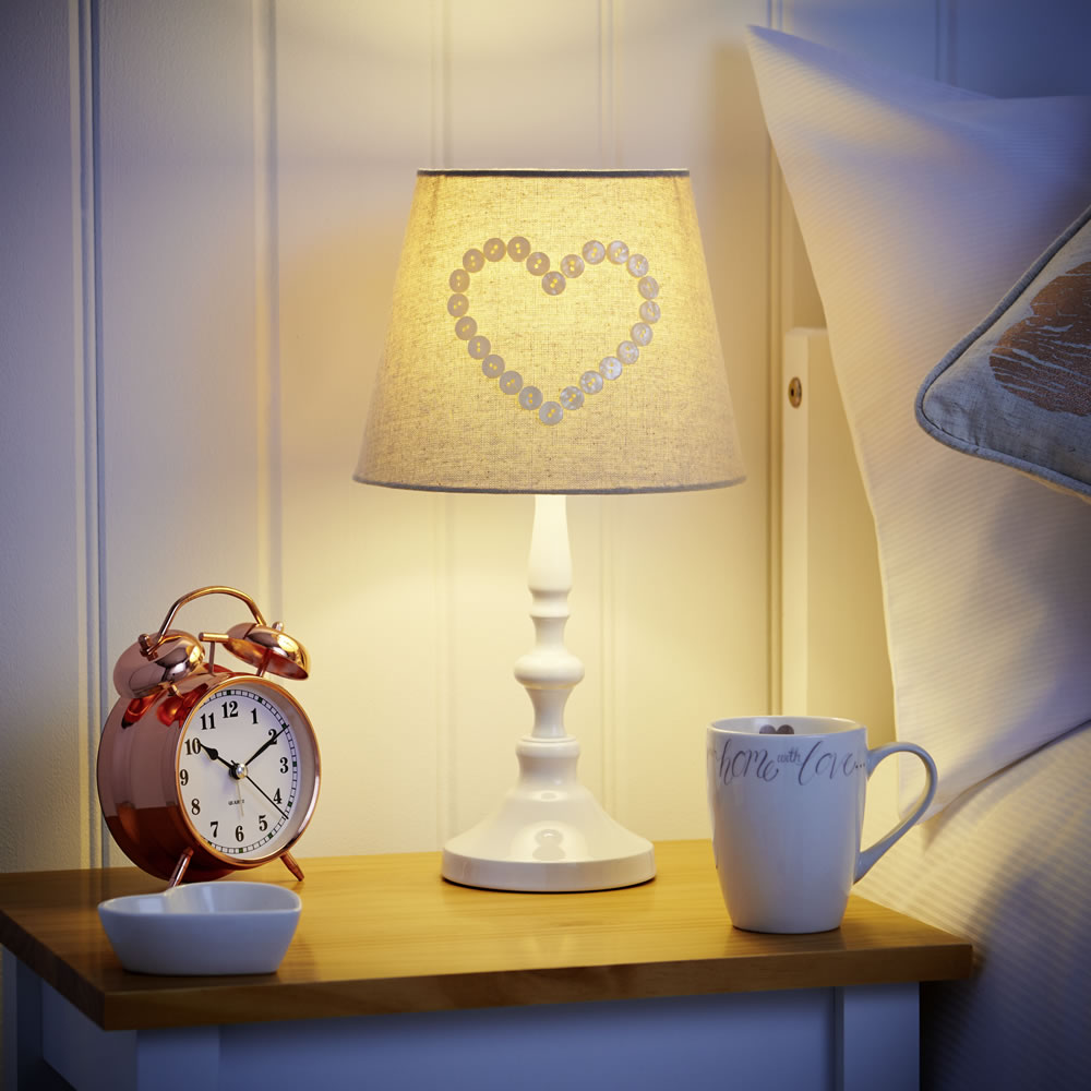 Wilko White Pearl Heart Lamp Image 9