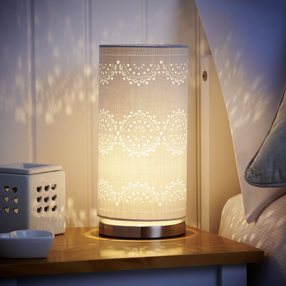 Wilko Grey Laser Cut Table Lamp Image 7