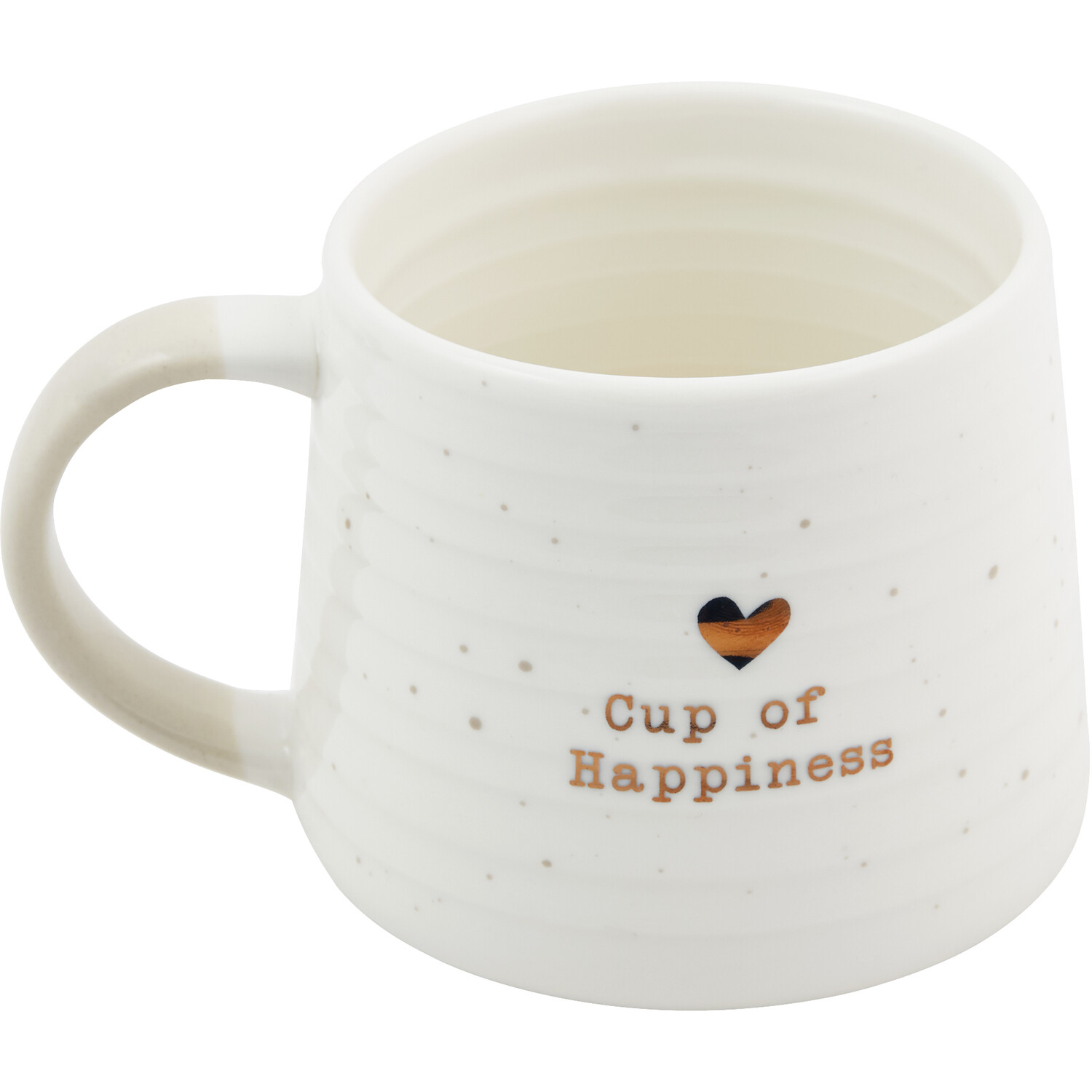Gold Heart Ribbed Mug - White Image 3