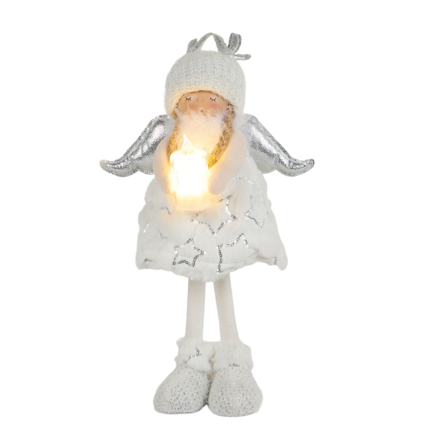 Festive Angel with LED Candle White Image 2