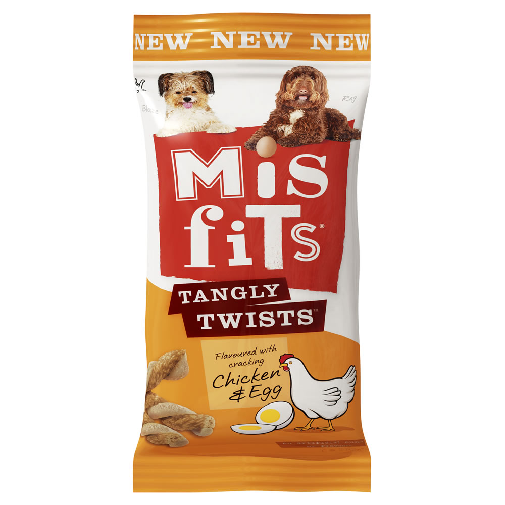 Misfits Tangly Twists Chicken and Egg Dog Treats 140g Image