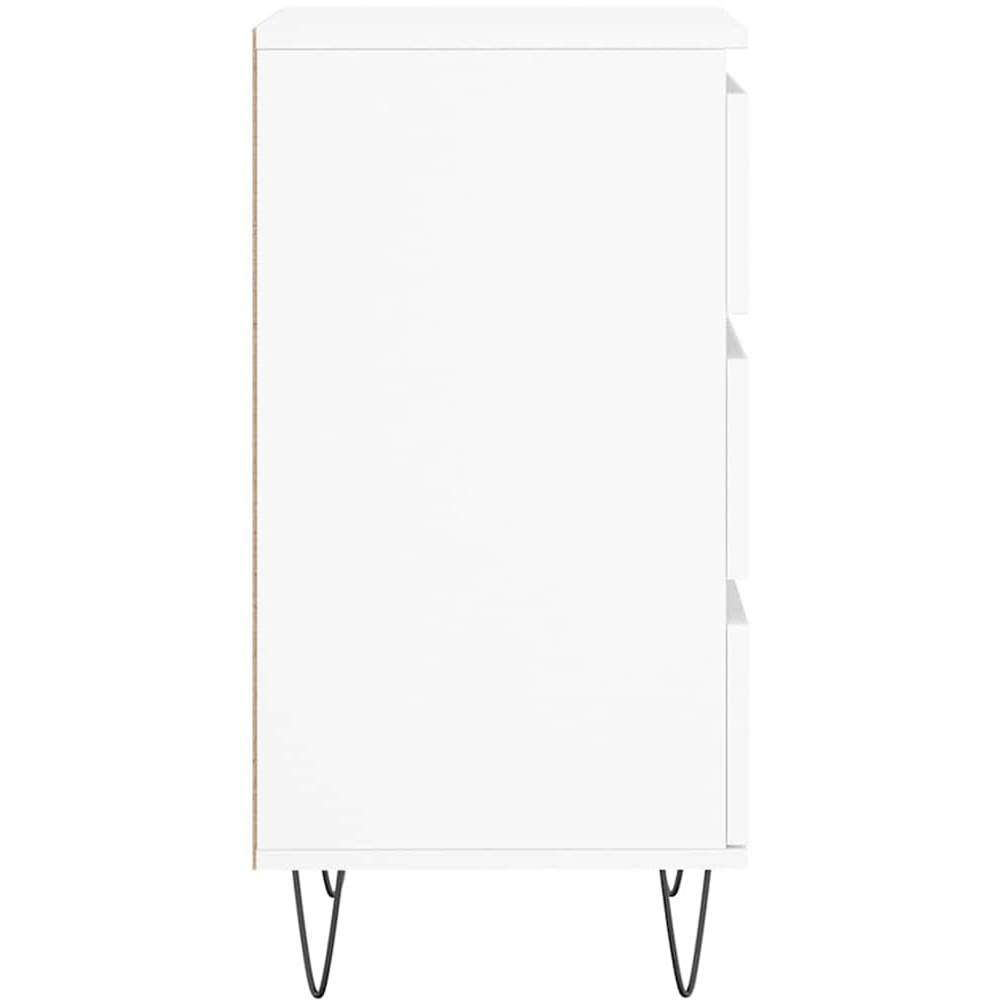 vidaXL 3 Drawer White Sideboard with Metal Legs Image 7