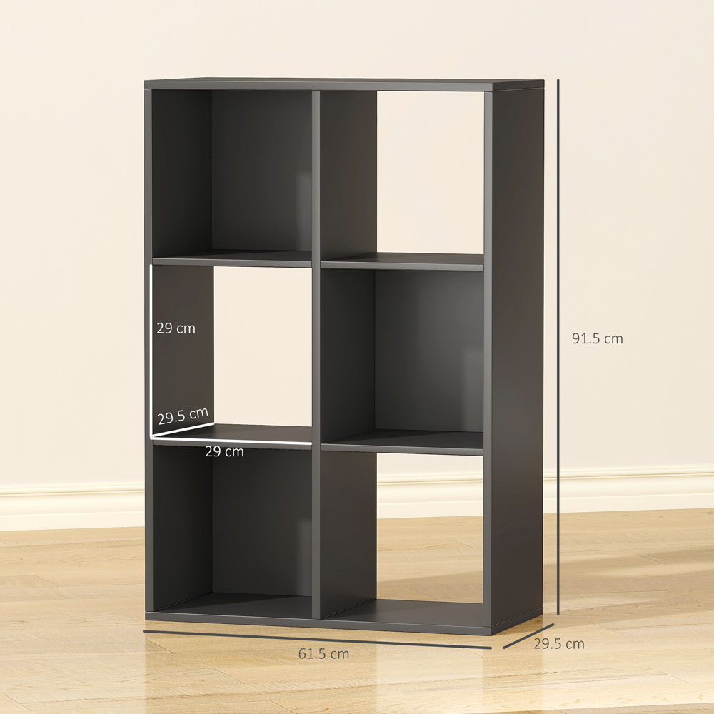 HOMCOM 6 Cube Black Bookshelf Image 9