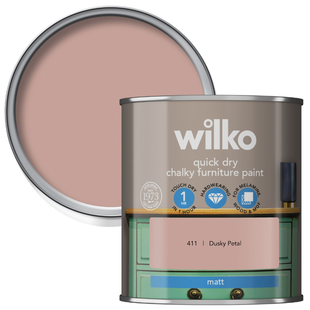 Wilko Quick Dry Pink Furniture Paint 250ml Image 1