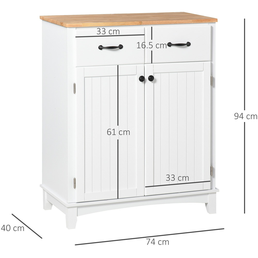 HOMCOM 2 Drawer 2 Door White Modern Kitchen Cabinet Image 8