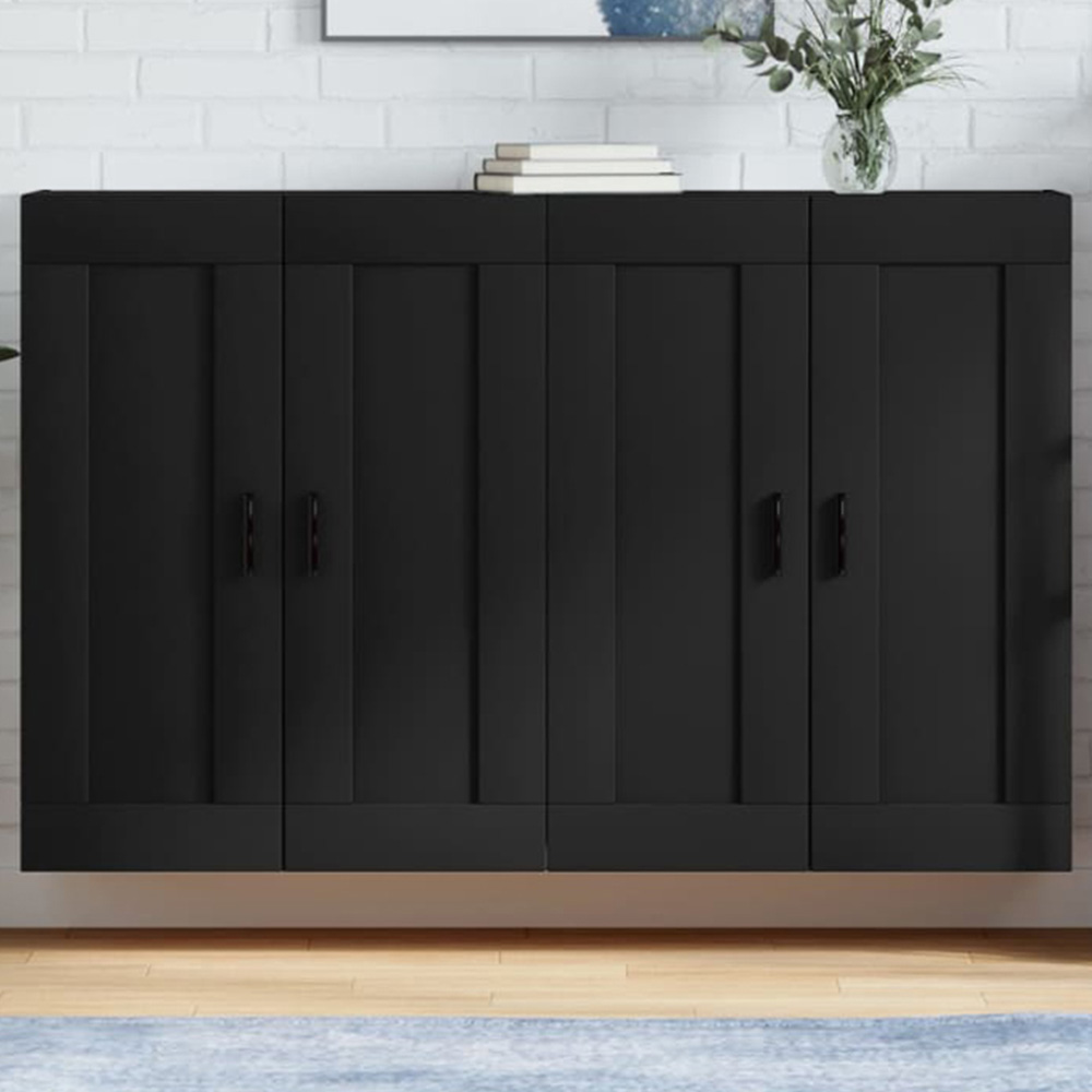 vidaXL 2 Door Black Wall Mounted Cabinet 2 Pack Image 1