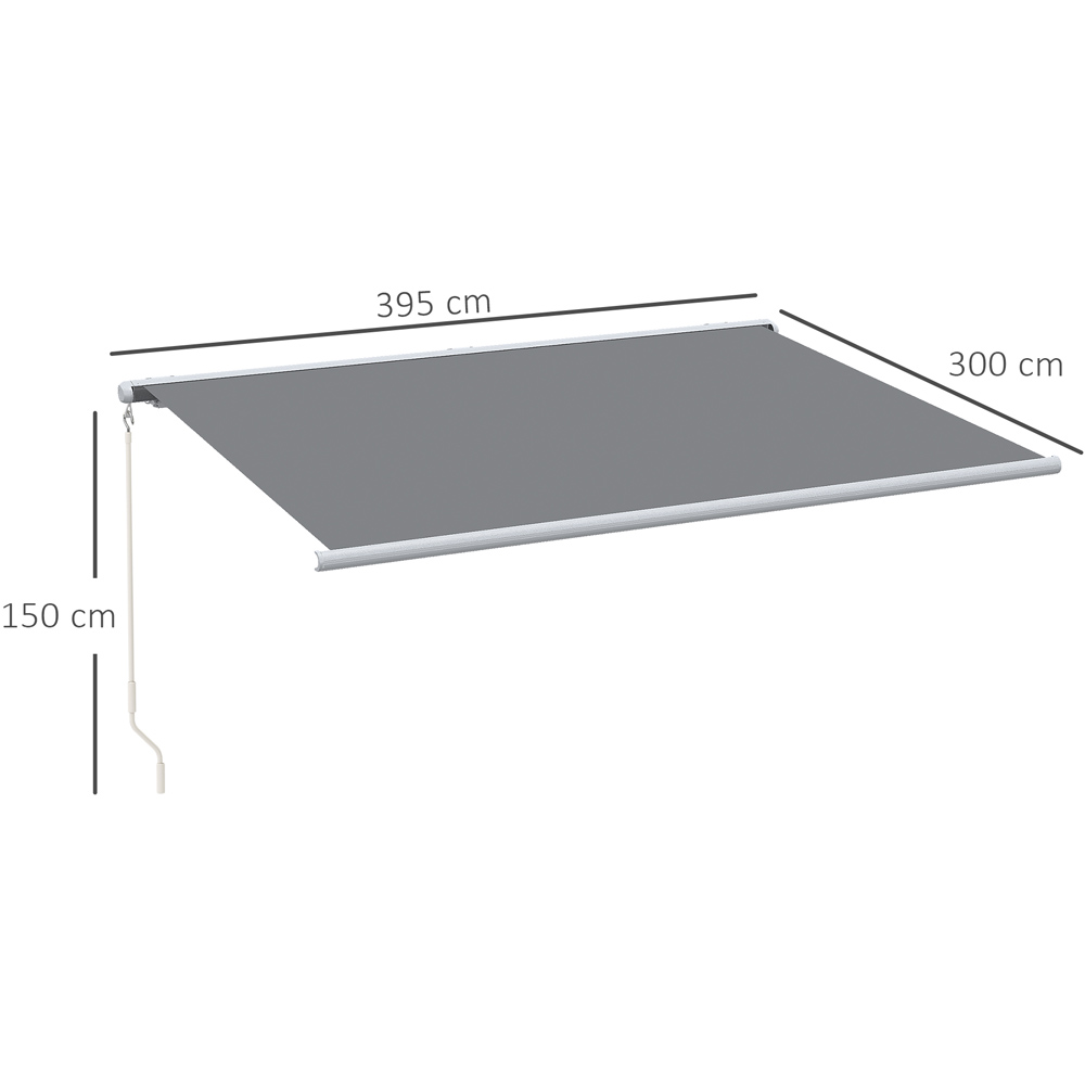 Outsunny Grey Full Cassette Electric and Manual Retractable LED Awning 4 x 3m Image 7