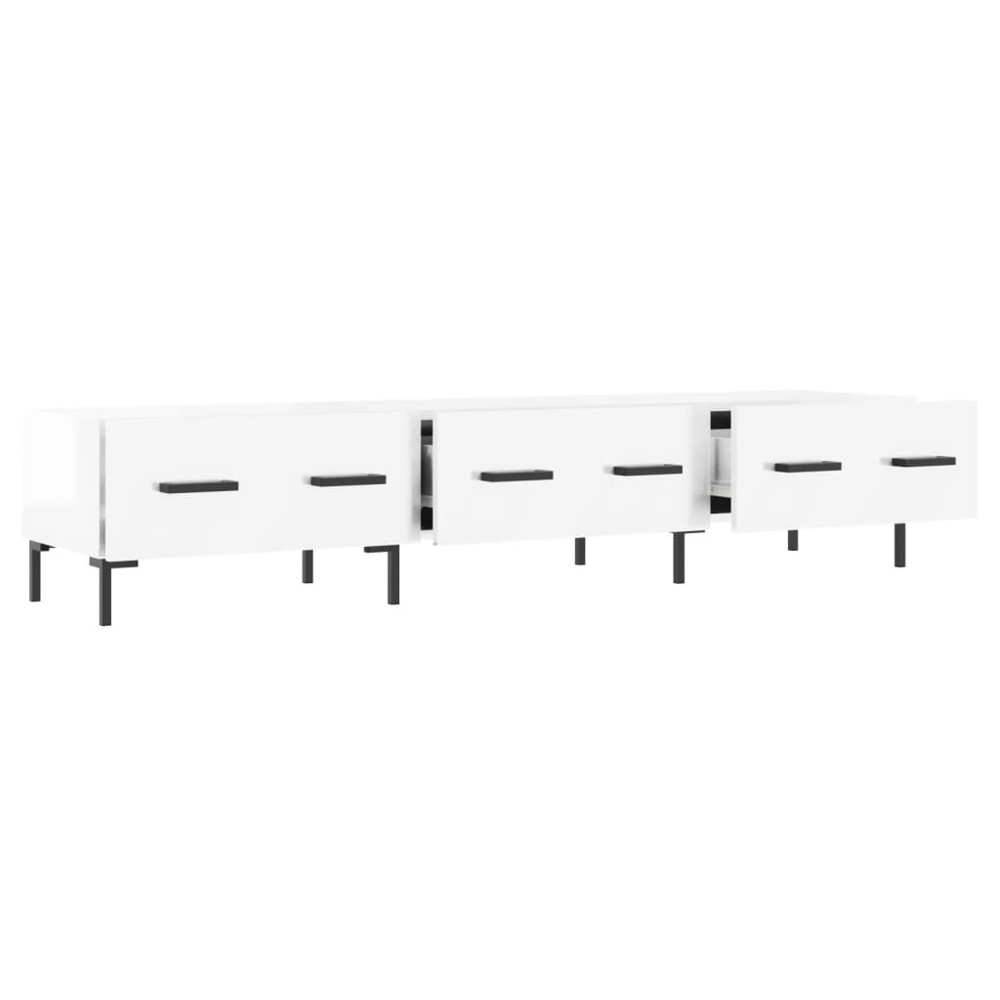 vidaXL 3 Drawer High Gloss White TV Cabinet Image 6