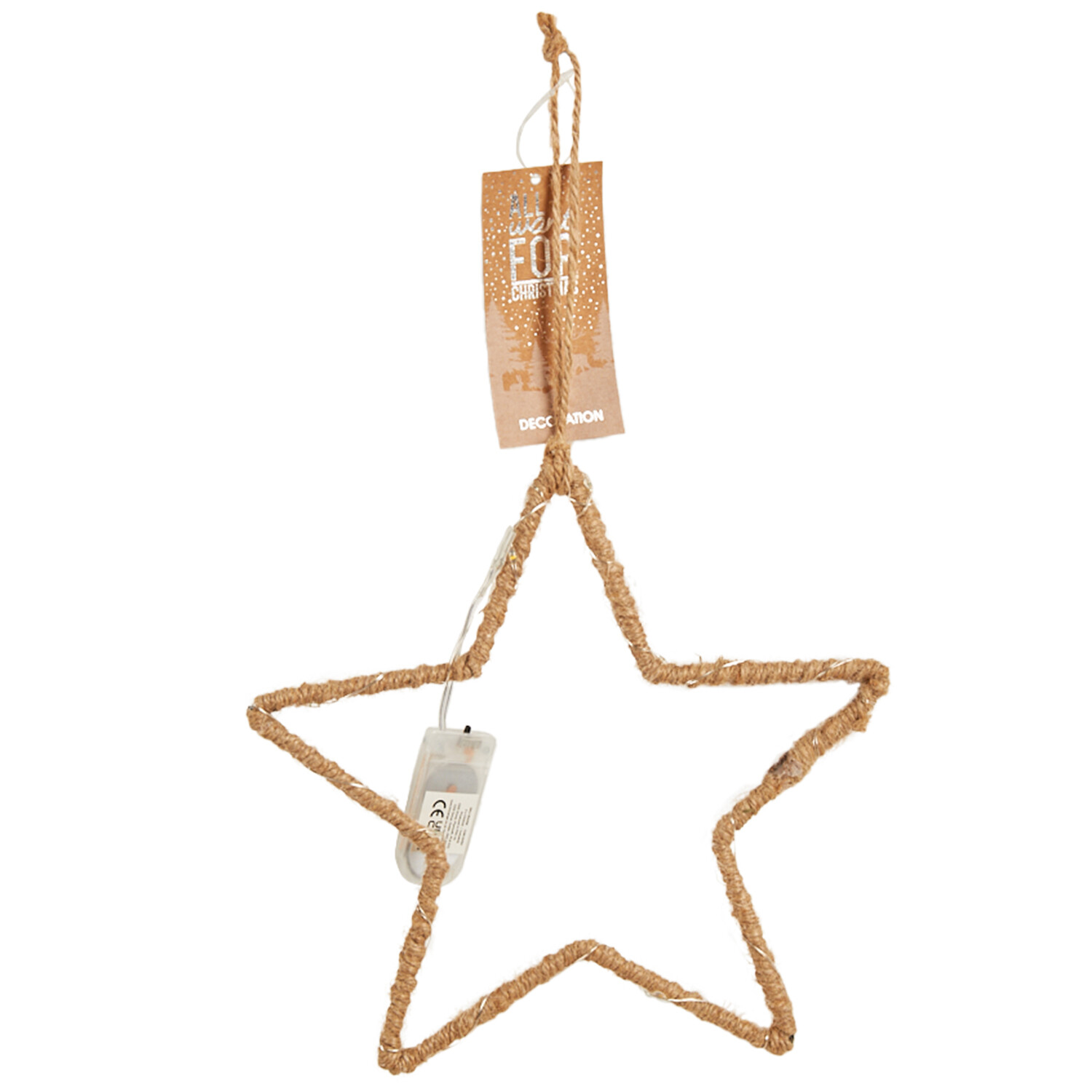 Rope Wrapped LED Star - Brown Image 1