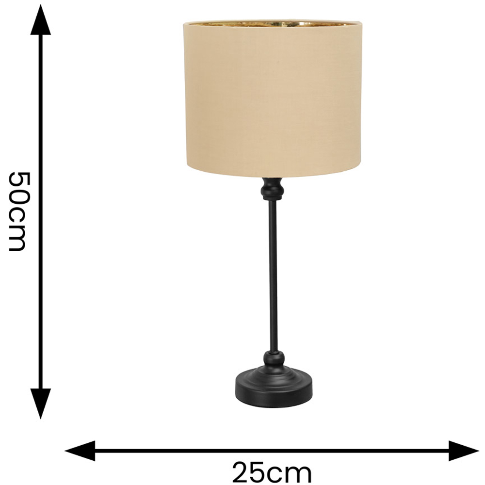 ValueLights Maggie Beige and Metallic Chrome Shade Black Candlestick Table Lamp Image 6