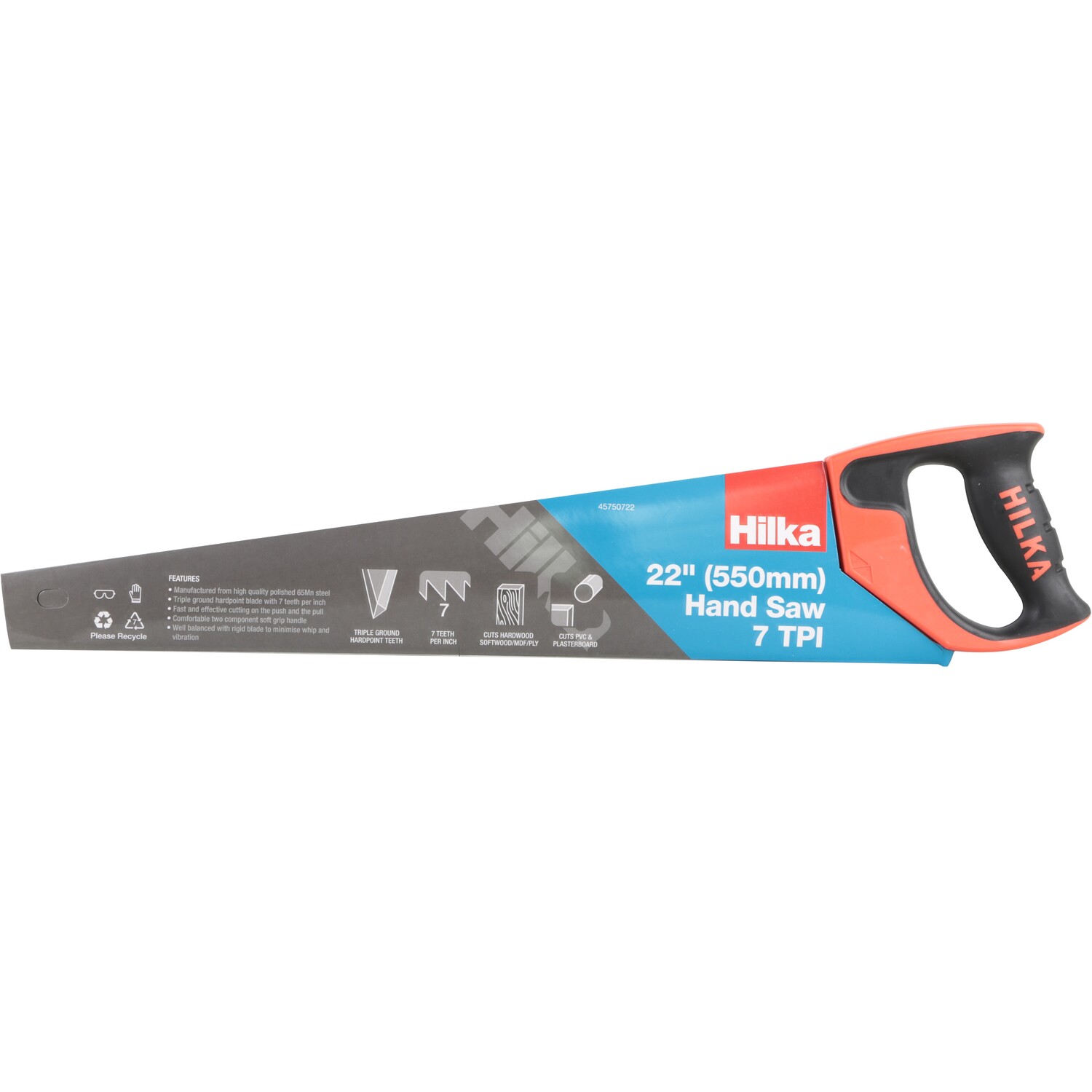 Hilka 7 TPI Soft Grip Handsaw Silver Image 1