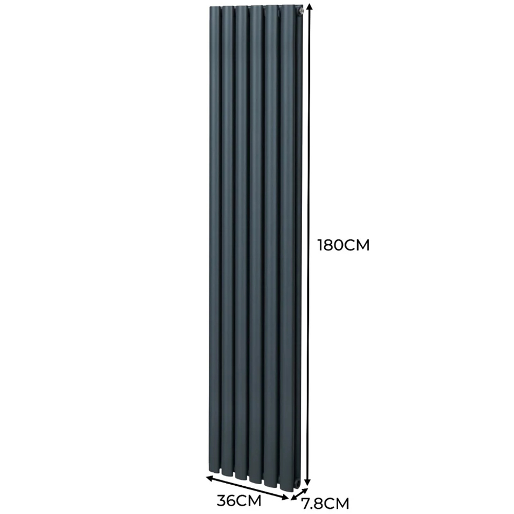 Monster Shop 4816BTU Anthracite Grey Oval Column Radiator and Valves 1800 x 360mm Image 6