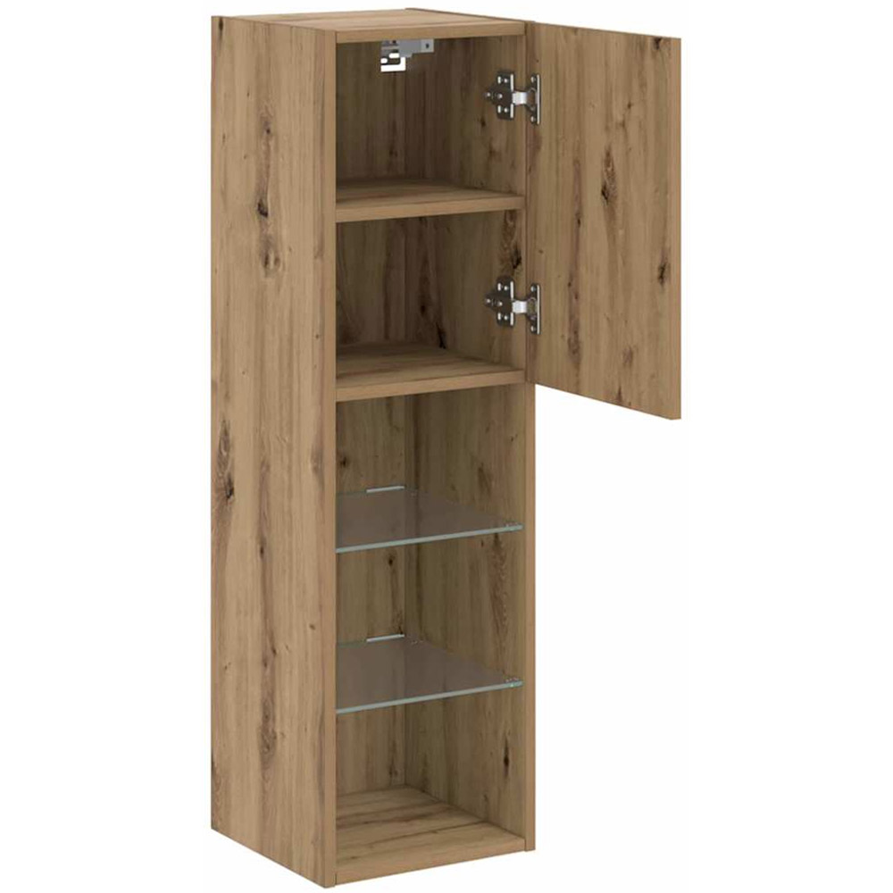 vidaXL Single Door 3 Open Shelf Artisan Oak TV Cabinet Set of 2 Image 7