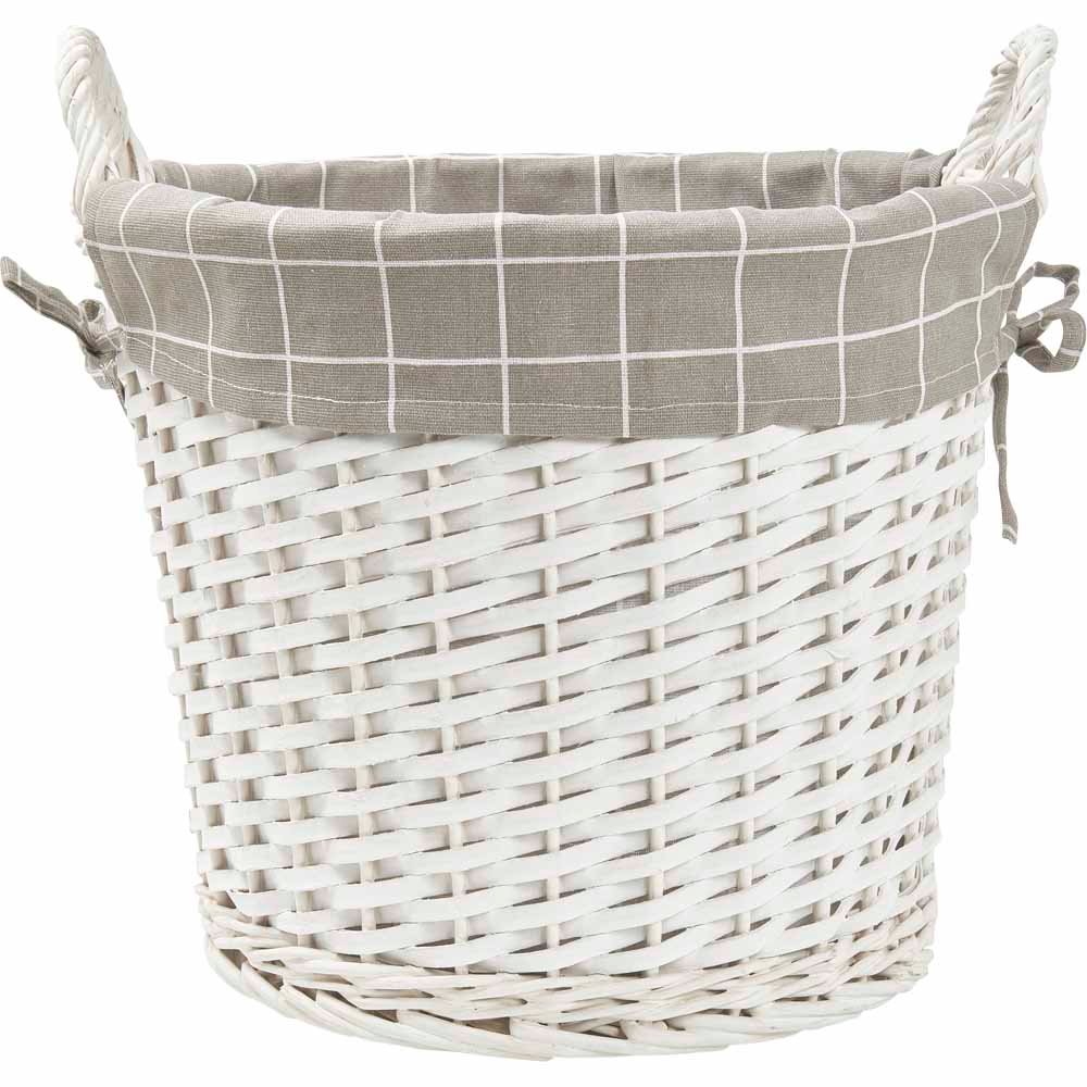 Wilko White Round Wicker Basket Image 1
