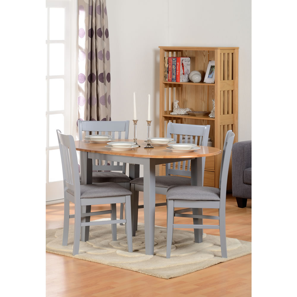Oxford Natural Oak/Mink Microsuede Extending Dining Set with 4 Chairs Image 3